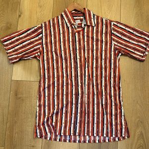 Maus & Hoffman Men’s Button Down Shirt – Medium –Made in USA Nautical Rope Print